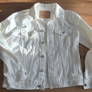 Lucky Brand Tomboy Trucker White Denim Jacket | Size S | Relaxed Fit